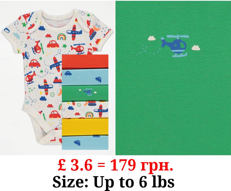 Bright Vehicle Short Sleeve Bodysuits 7 Pack