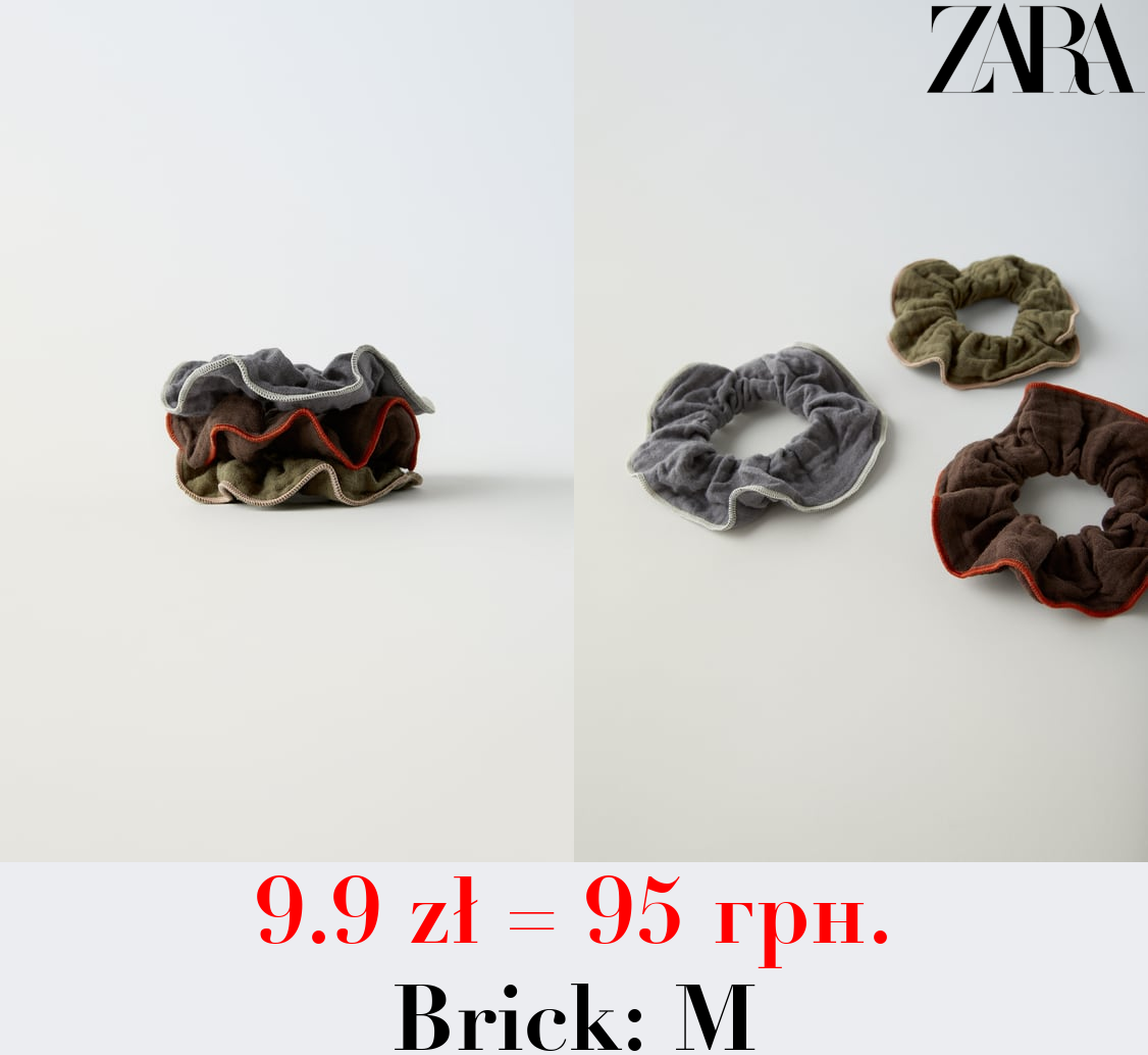 PACK OF THREE ASSORTED SCRUNCHIES