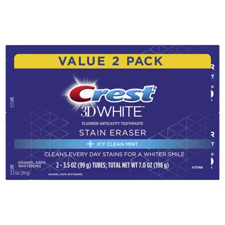 Crest 3D White Whitening Toothpaste, Icy Clean Mint, 3.5 oz, 2 Pack