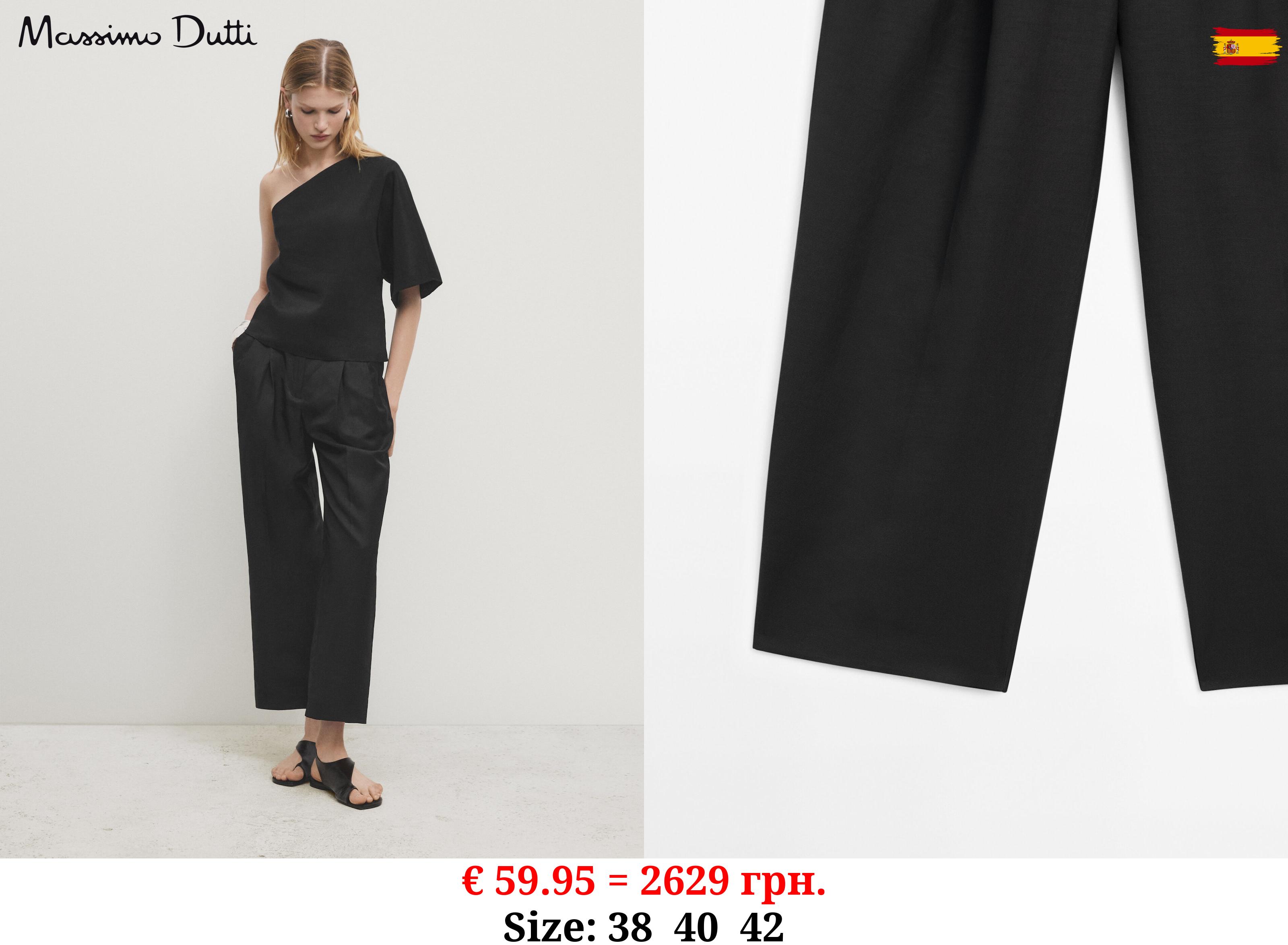 Linen blend suit trousers BLACK