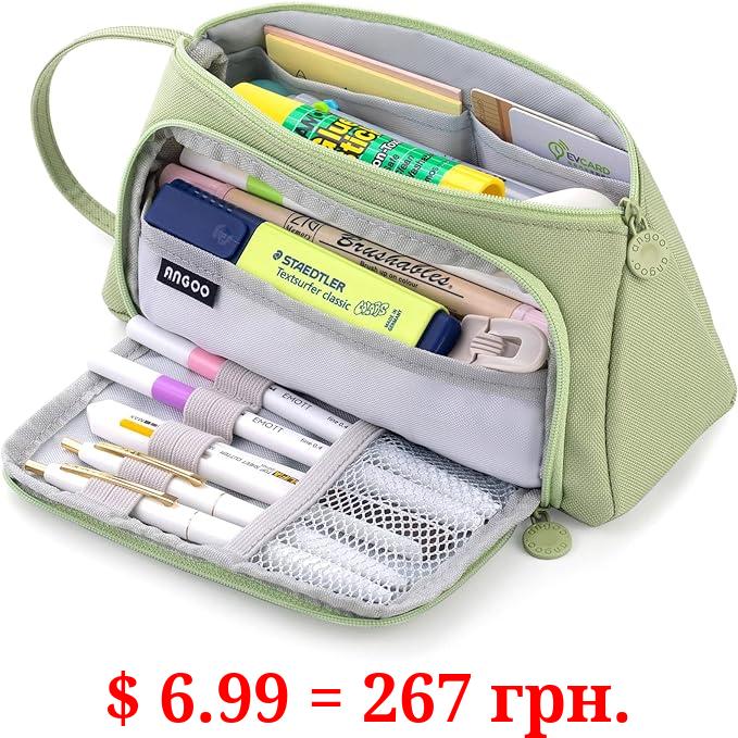 ANGOOBABY Pencil Case Handheld Pencil Pouch Multi-slot Pen Bag Stationery Storage for Teen Student College Office Adults - Green