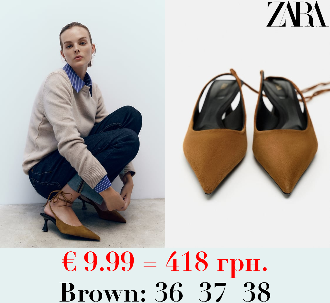 LACE-UP LEATHER SLINGBACK SHOES