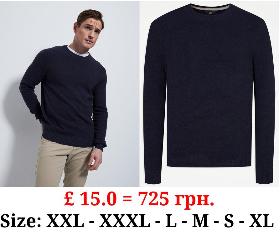 Navy Textured Knitted Jumper