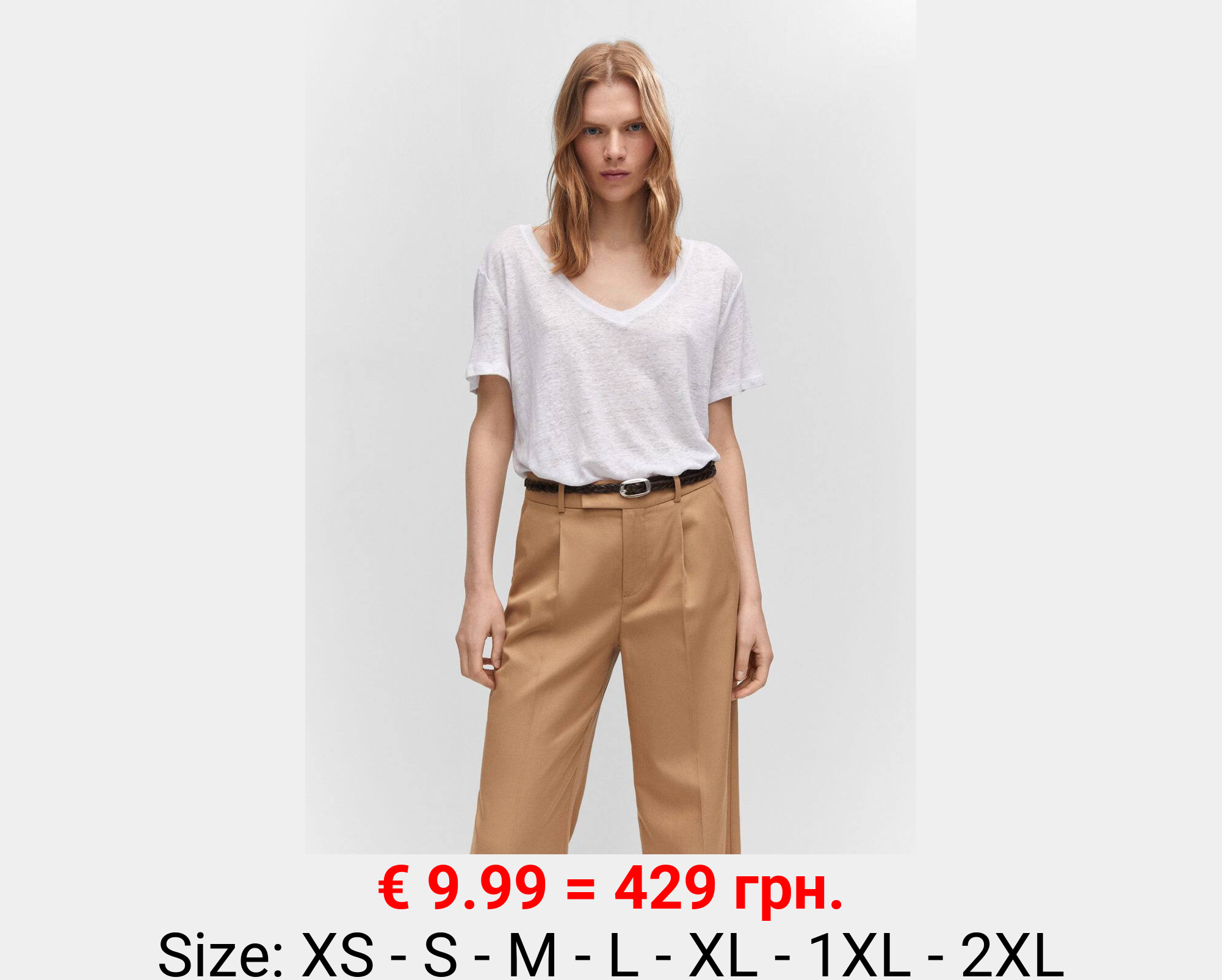 Camiseta lino cuello pico