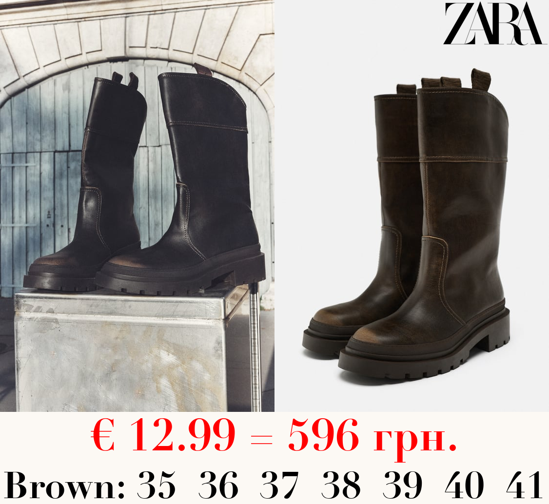 FLAT BOOTS WITH RUBBERISED SOLE