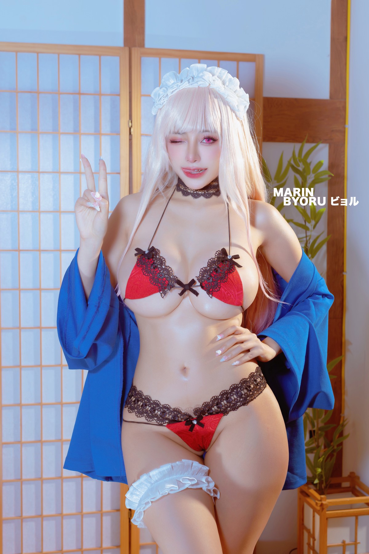 Cosplay 日本性感萝莉Byoru Marin Red Lingerie 4