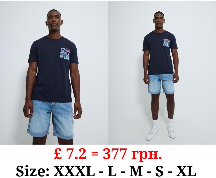 Navy Embroidered Pocket T-Shirt