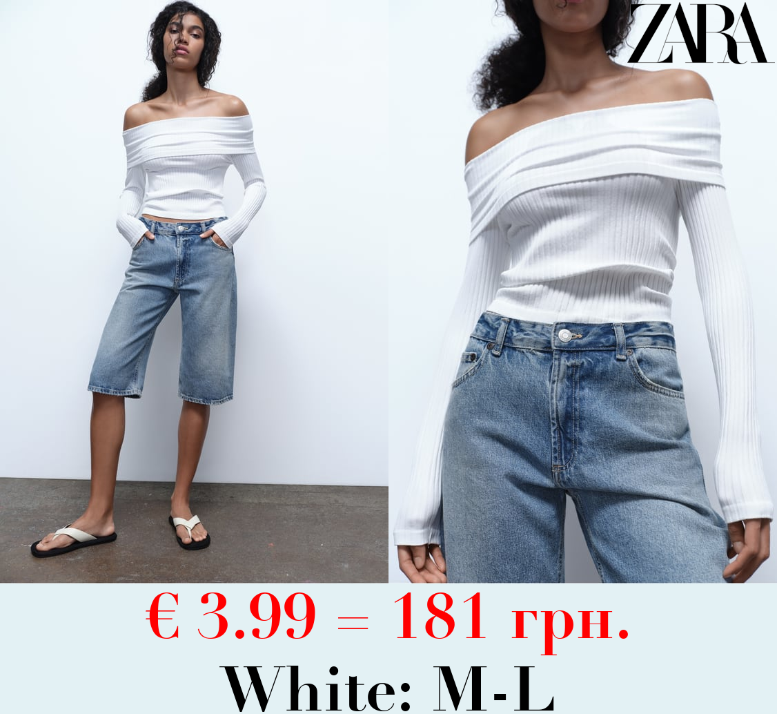 SEAMLESS OFF-THE-SHOULDER RIBBED TOP