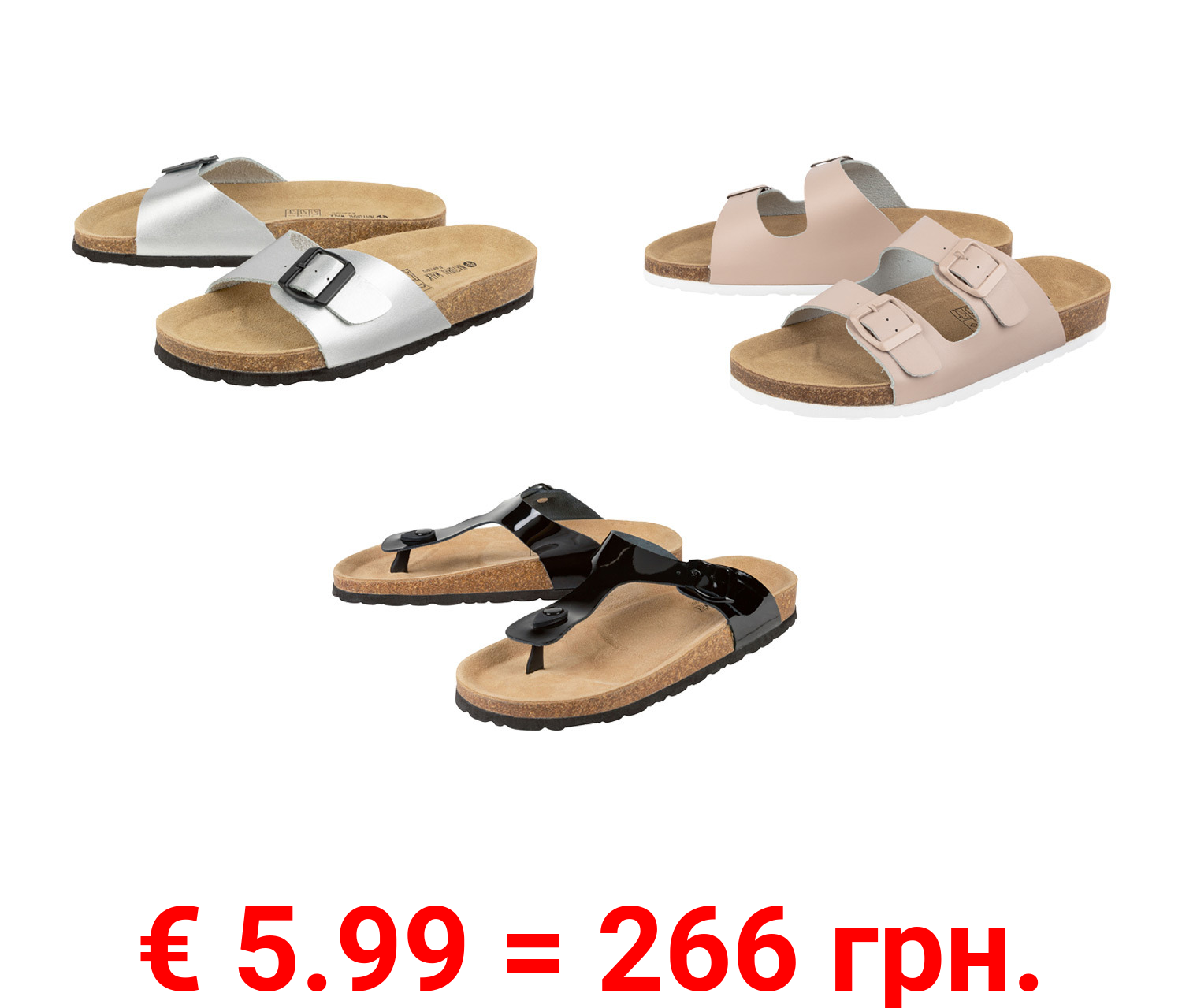 esmara® Damen Pantolette/Zehentrenner, mit anatomisch geformtem Fußbett