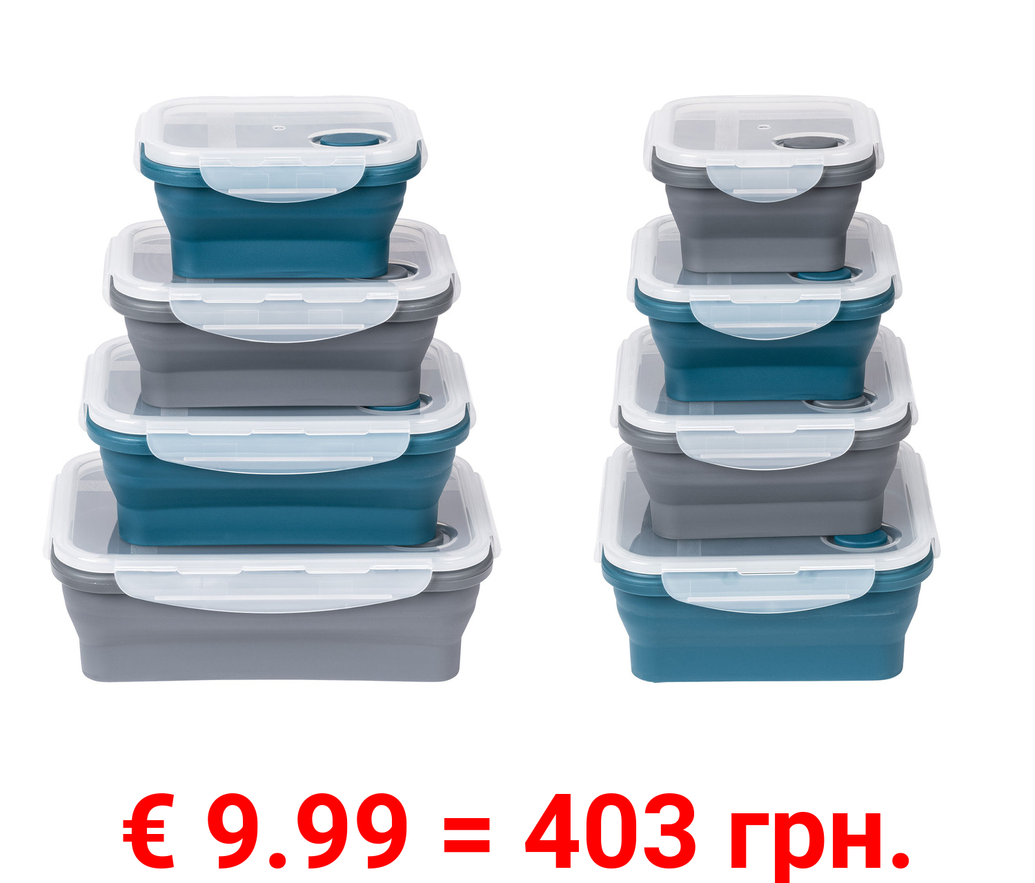 ERNESTO® Faltbare Frischhaltedosen, 4 Stück