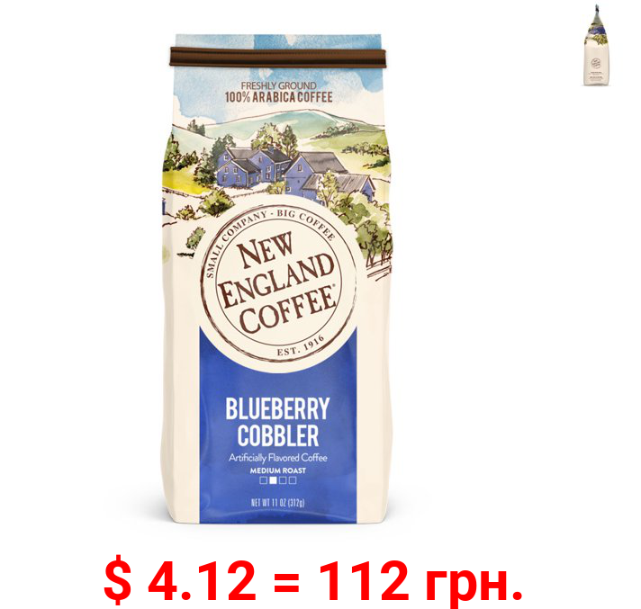 New England Coffee Blueberry Cobbler, Medium Roast, Ground Coffee, 11 Oz.