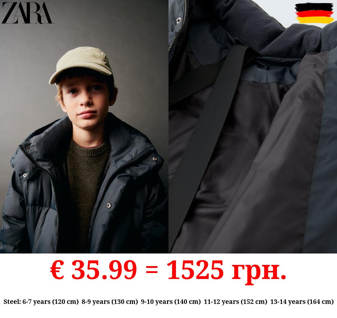 EXTRA-LONG WATER-REPELLENT DOWN AND FEATHERS PUFFER JACKET