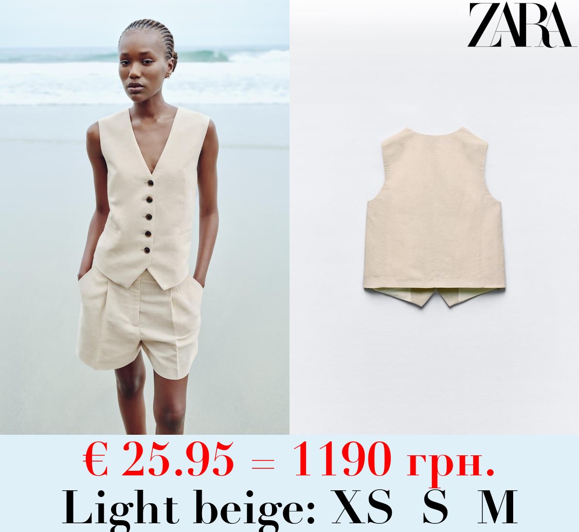 TAILORED LINEN BLEND WAISTCOAT
