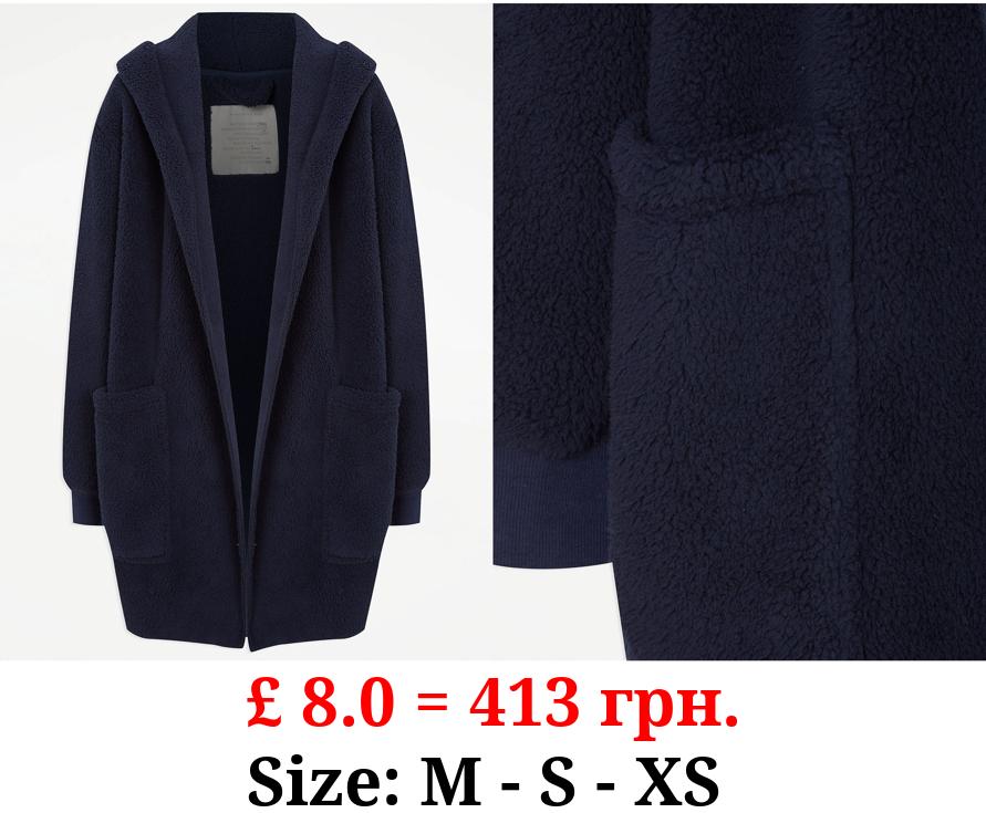 Navy Borg Fleece Pyjama Cardigan