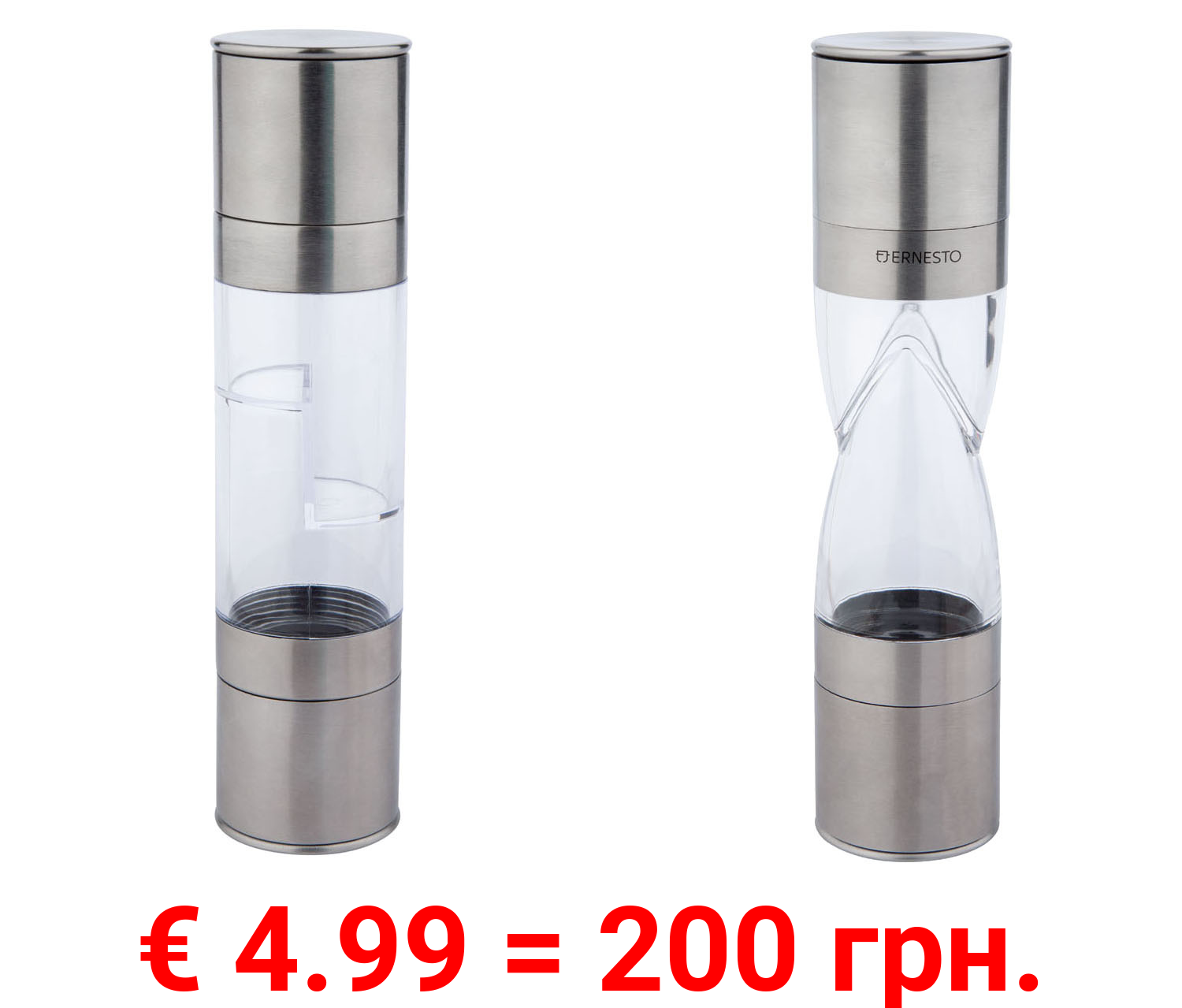 ERNESTO® Salz- und Pfeffermühle 2in1 / Chilimühle 2in1 Edelstahl