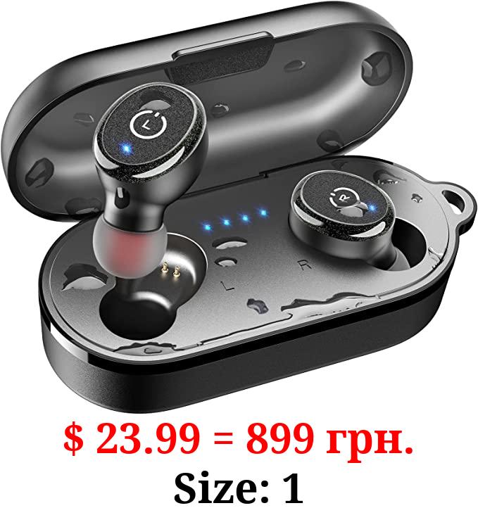 TOZO T10 Bluetooth 5.3 Wireless Earbuds with Wireless Charging Case IPX8 Waterproof Stereo Headphones in Ear Built in Mic Headset Premium Sound with Deep Bass for Sport Black (2022 Upgraded)
