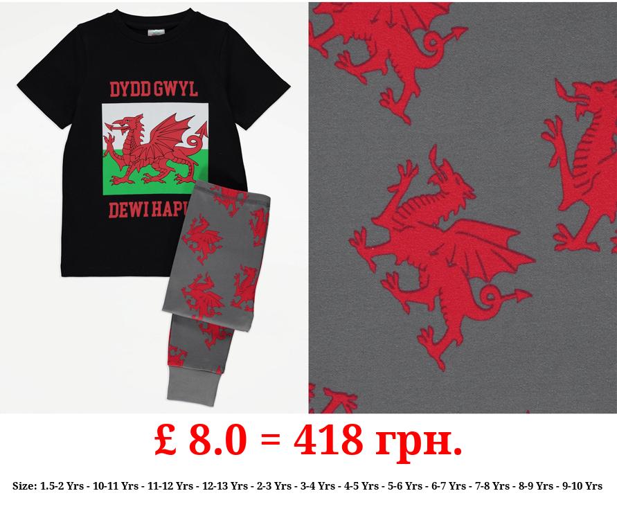 Black Matching Family Kids Wales Pyjamas