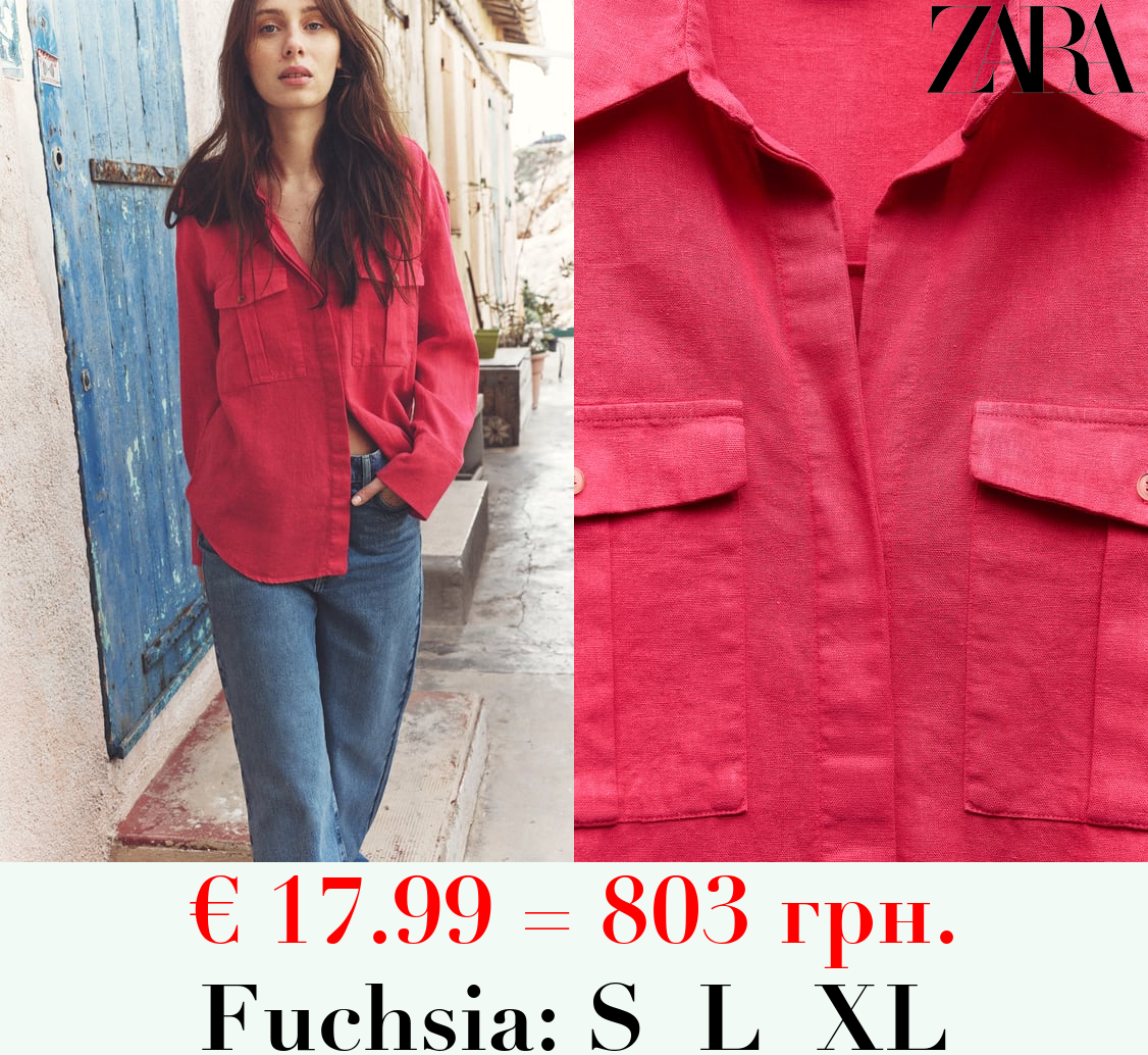 LINEN BLEND SHIRT WITH POCKETS