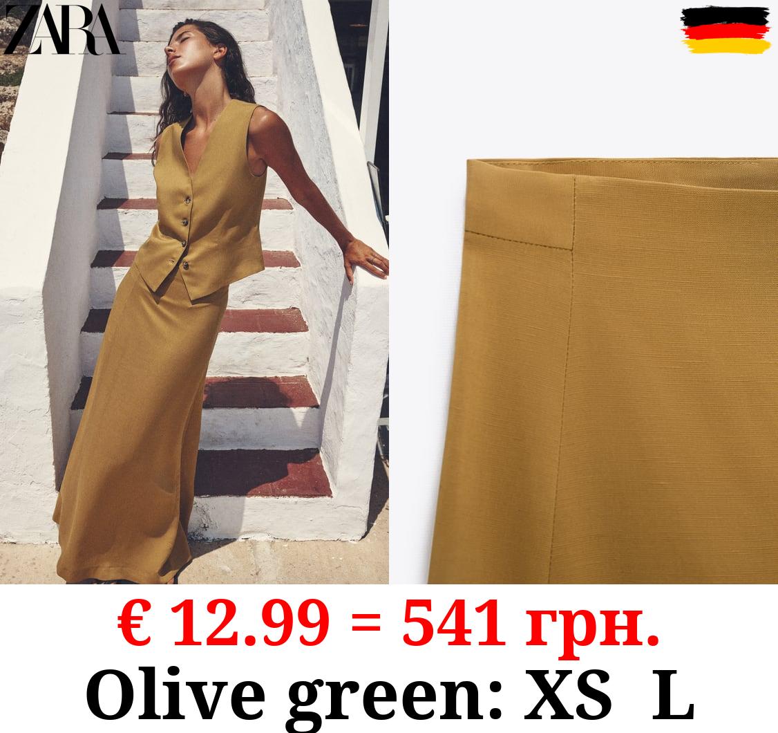 LINEN BLEND MIDI SKIRT