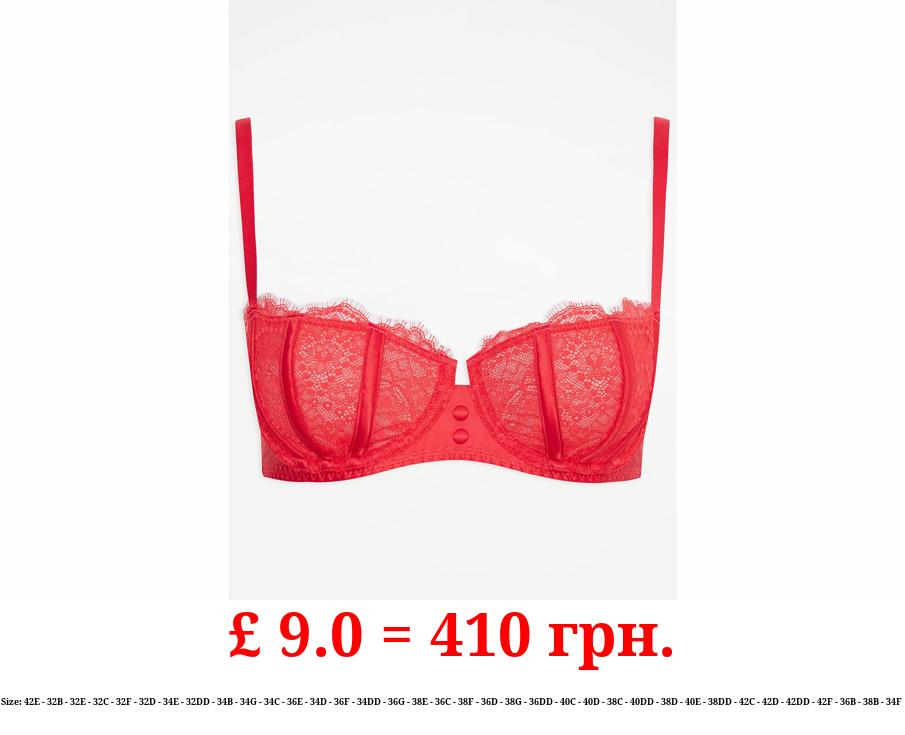 Entice Red Lace Balcony Bra