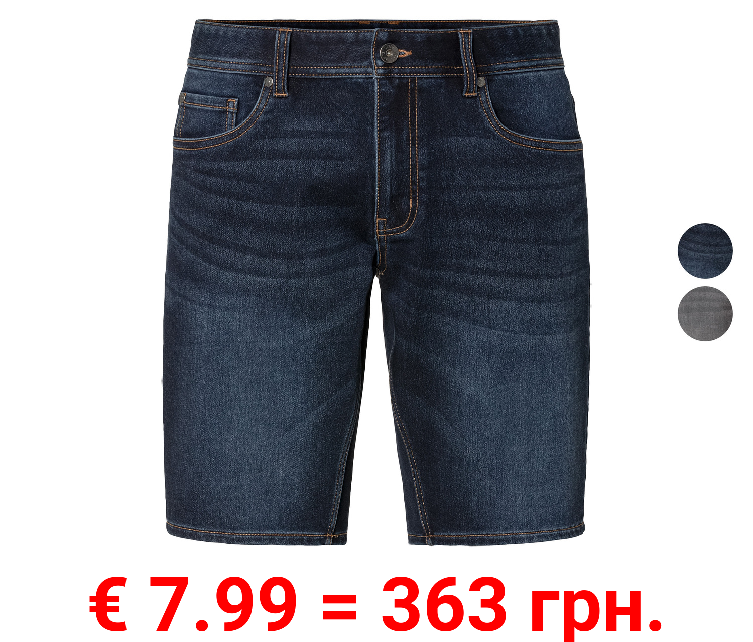 LIVERGY® Herren Sweat-Denim-Bermudas mit Baumwolle