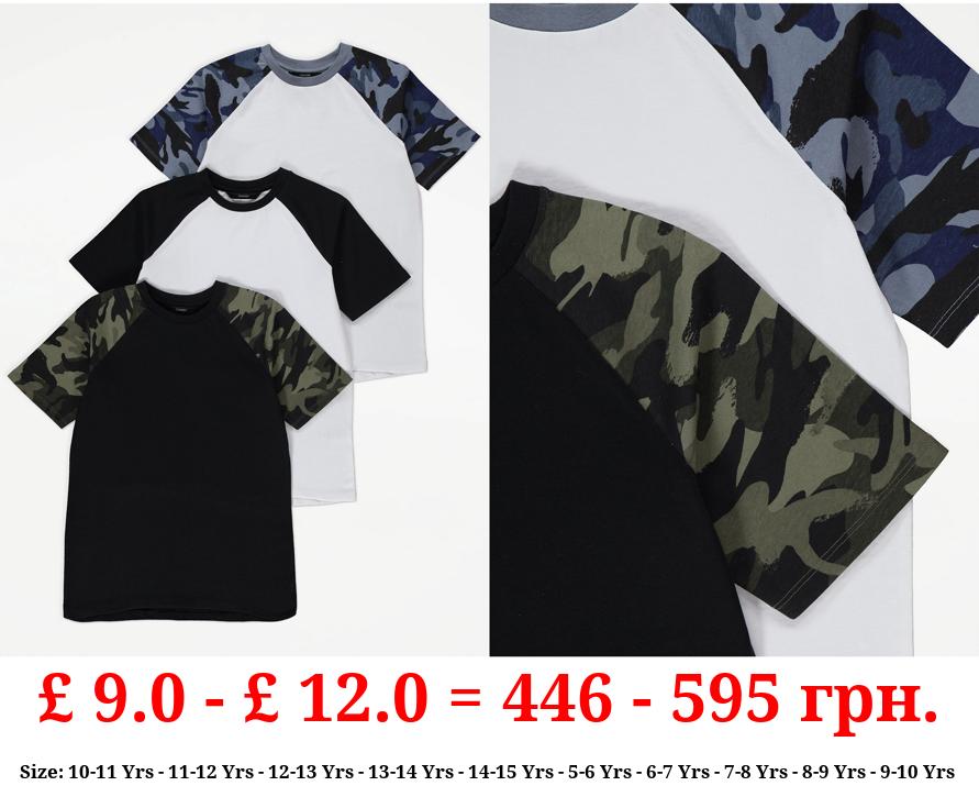Camouflage Raglan T-Shirts 3 Pack