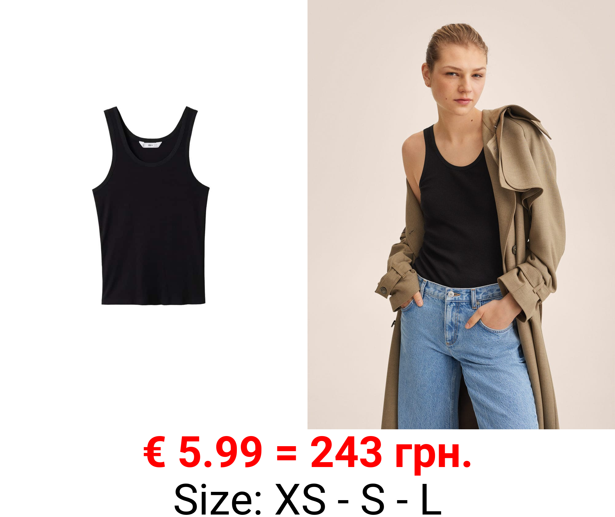 top punto canalé algodón