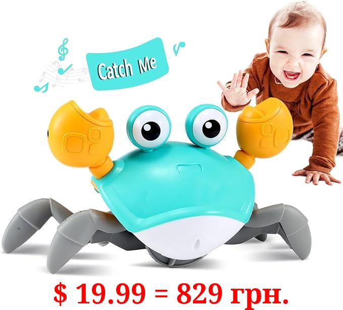 control future Crawling Crab Baby Toy - Infant Tummy Time Toys 3 4 5 6 7 8 9 10 11 12 Babies Boy 3-6 6-12 Learning Crawl 9-12 12-18 Walking Toddler 36 Months Old Music Development 1st Birthday Gifts