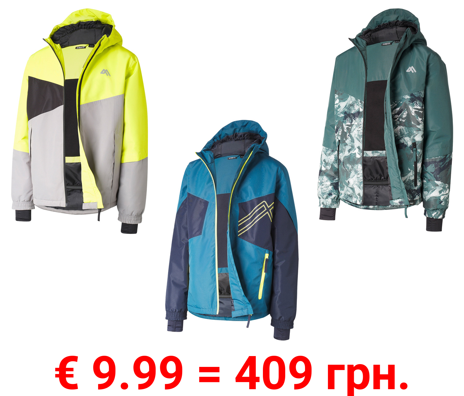 CRIVIT Kinder Skijacke, wärmende Wattierung