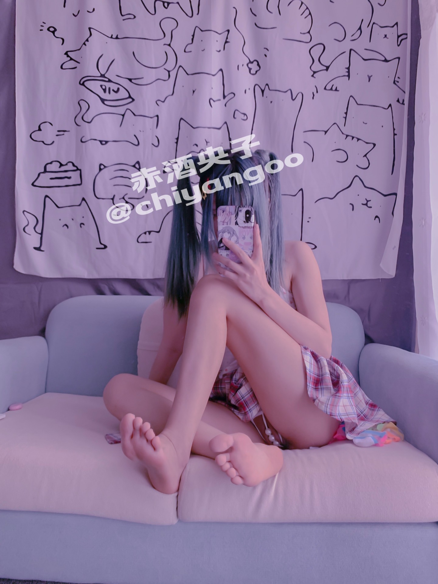 赤酒姬-004-彩虹袜格子裙[21P] 14