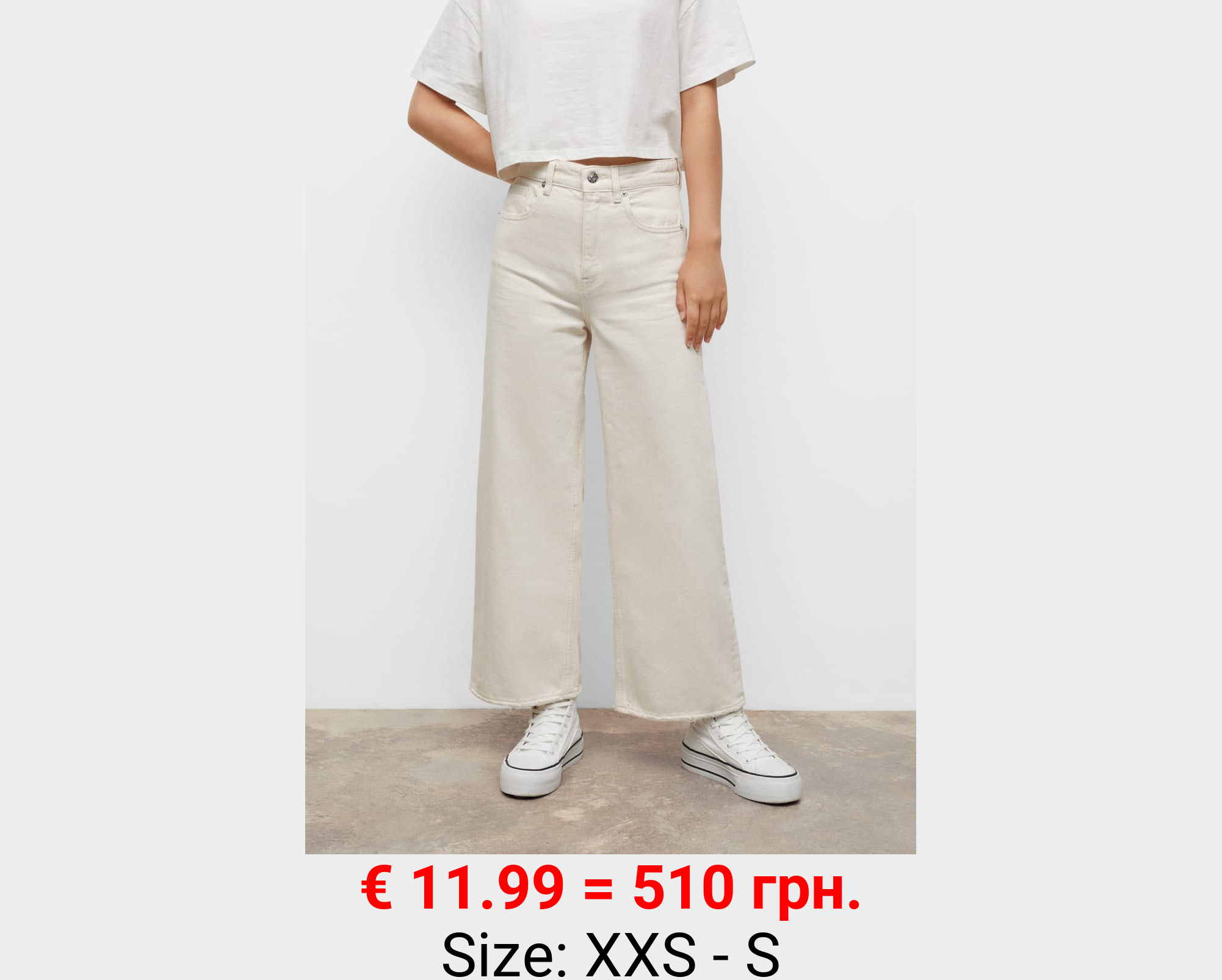 Jeans culotte bajo deshilachado