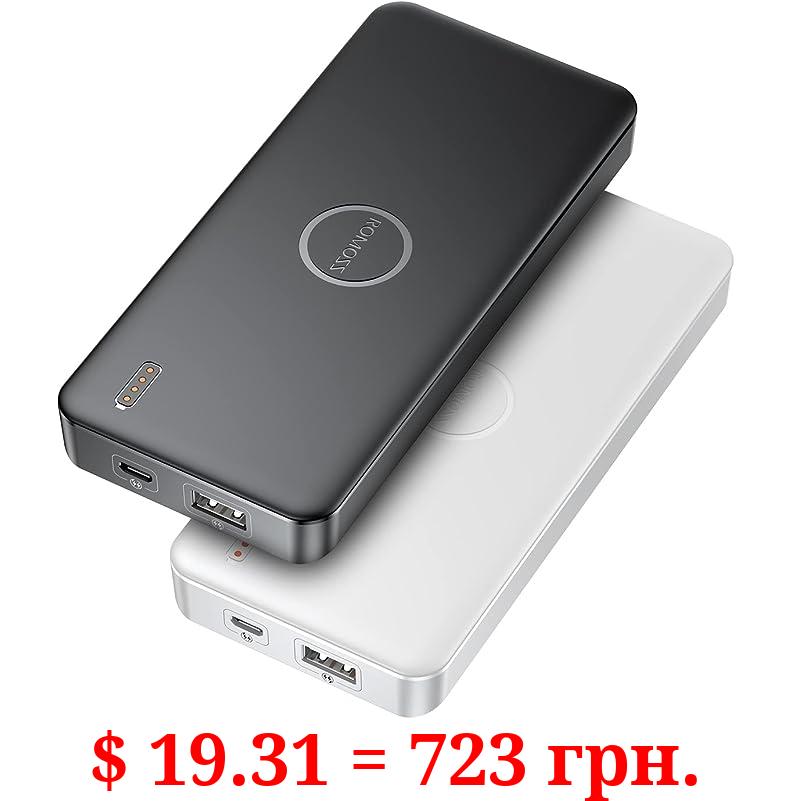 ROMOSS 10000mAh Power Bank, Slim Portable Charger, Compact Small Battery Pack 5V 2.4A with LED Indicator, iPhone Charger Compatible with iPhone 15/14/13 Android, Samsung Galaxy, iPad (2-Pack)
