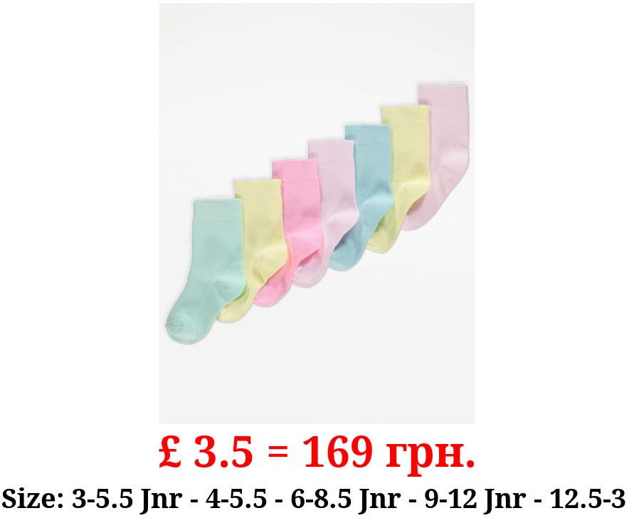 Assorted Pastel Cotton Rich Ankle Socks 7 Pack