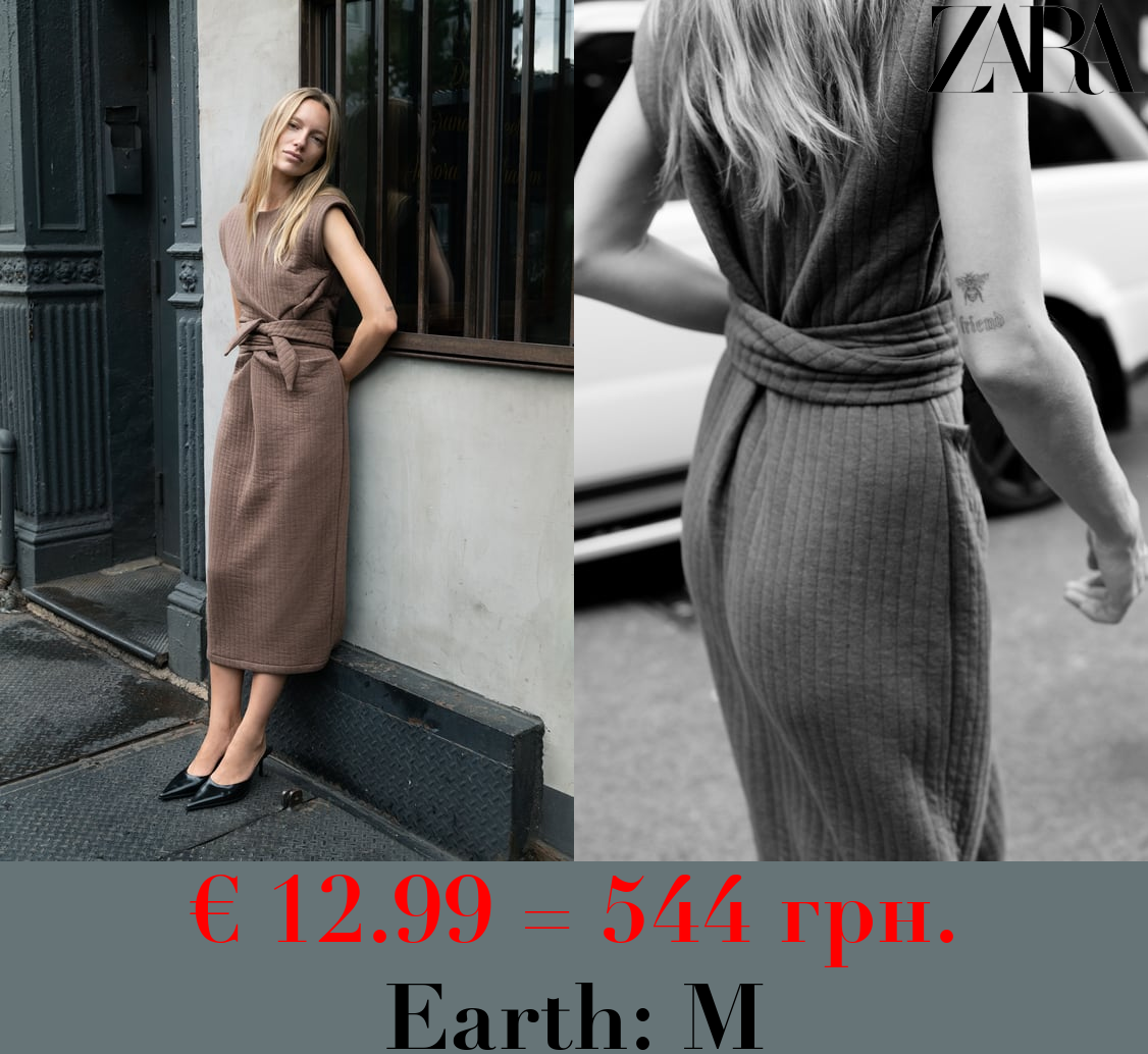QUILTED DRESS WITH BELT