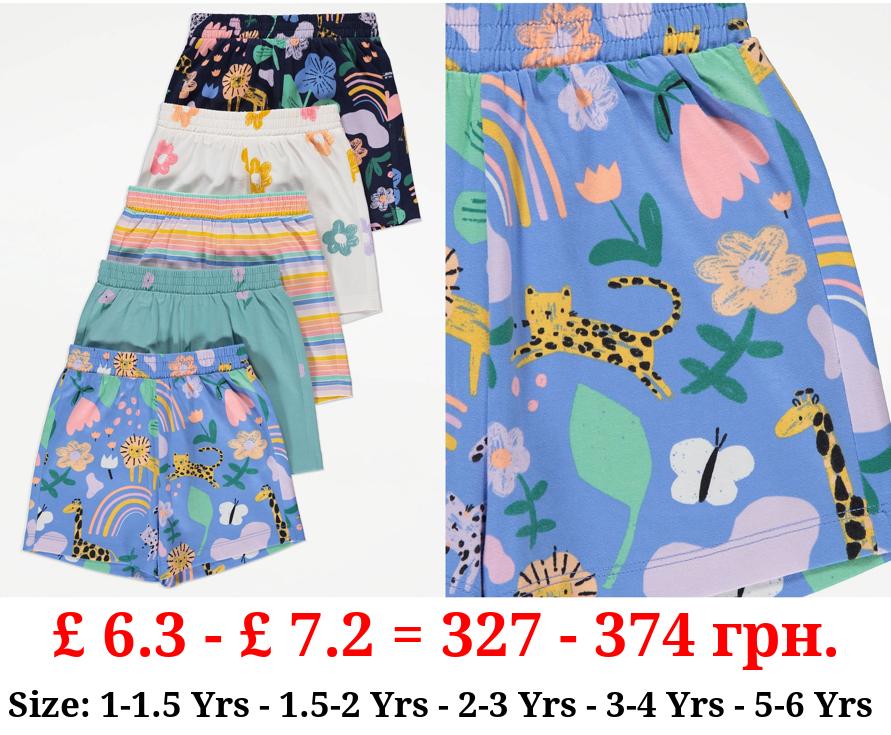 Bright Patterned Jersey Shorts 5 Pack