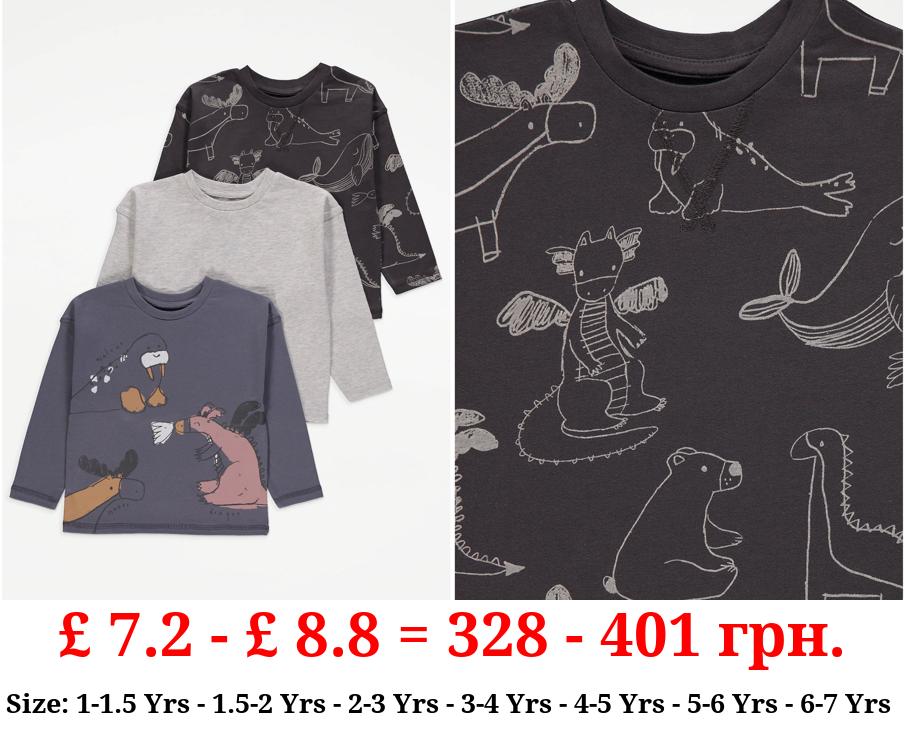 Dragon Long Sleeve Tops 3 Pack