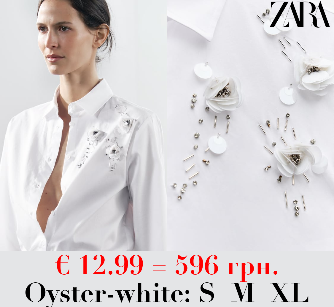 ZW COLLECTION BEJEWELLED FLORAL PRINT SHIRT