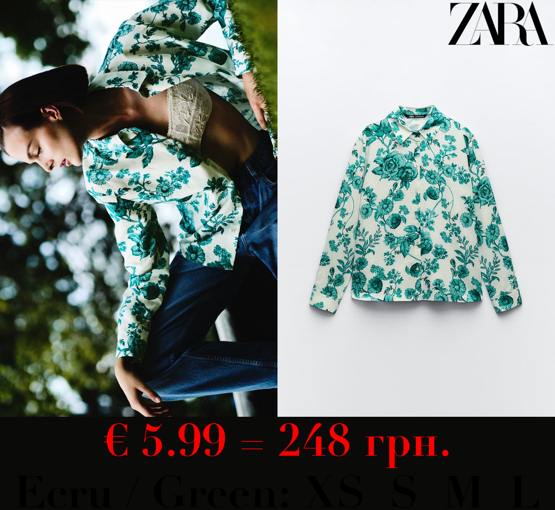 FLORAL PRINT LINEN BLEND SHIRT