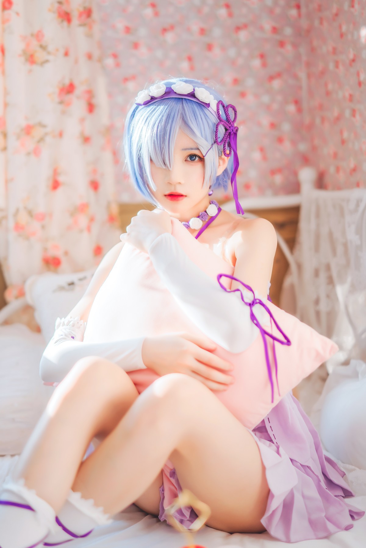 Cosplay 桜桃喵 蕾姆睡裙 24