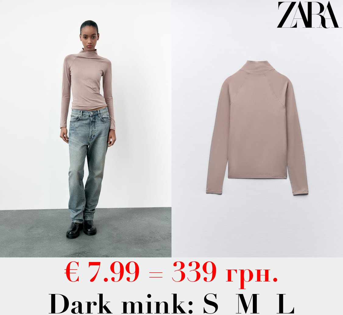 MERCERISED COTTON HIGH NECK TOP