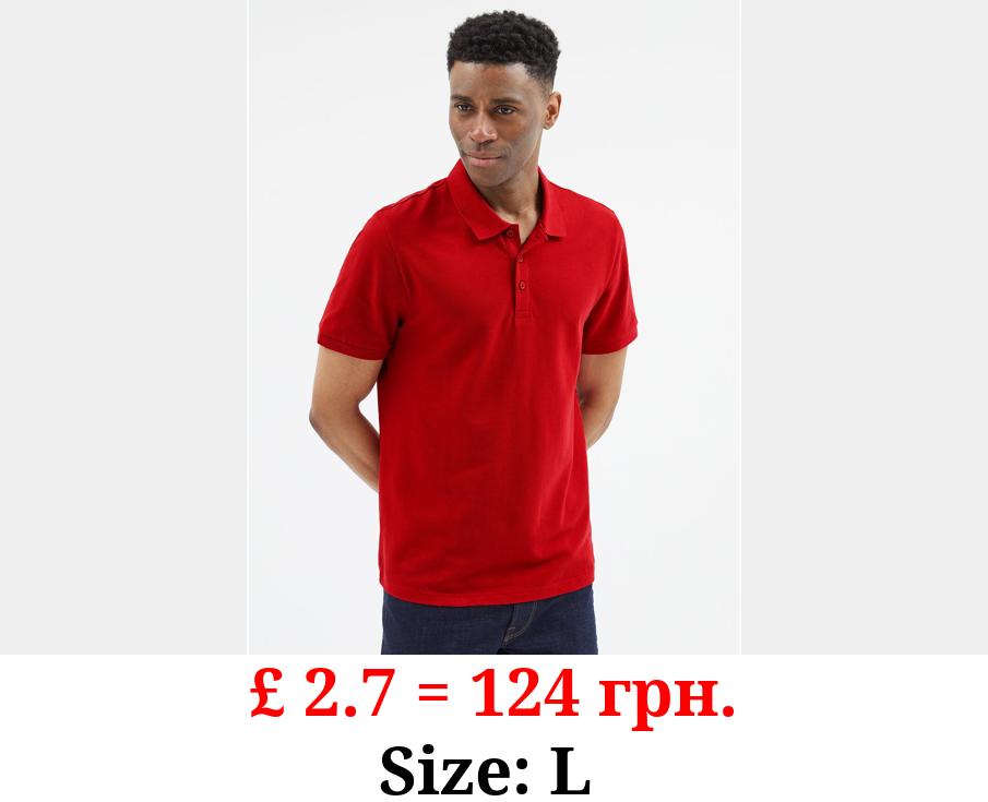 Red Red Pique Short Sleeve Polo Shirt