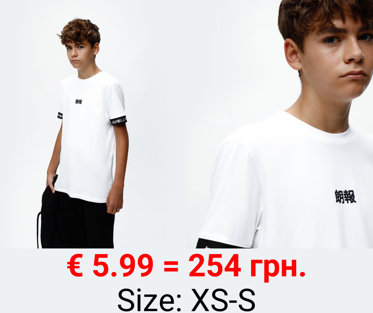 Printed T-shirt with stripes