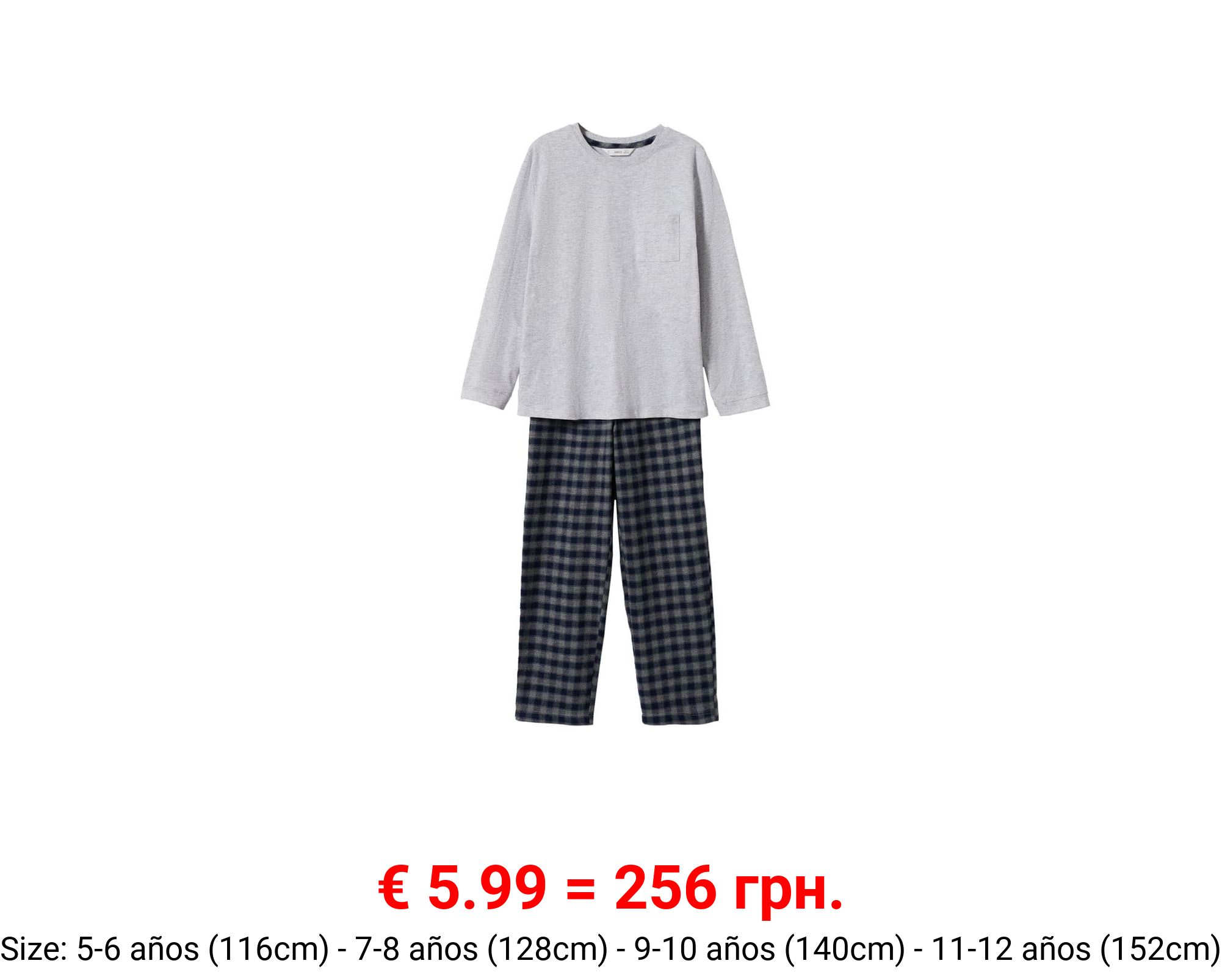 Pijama dos piezas largo cuadros