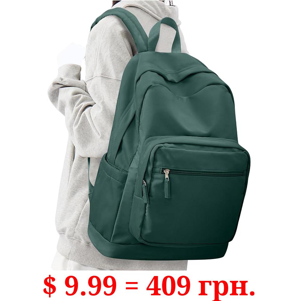 suwasp Backpack for Women Men, Waterproof High School Bookbag, Lightweight Casual Travel Daypack, Classic Basic College Backpack, Middle School Bag for Teen Girls Boys - Green