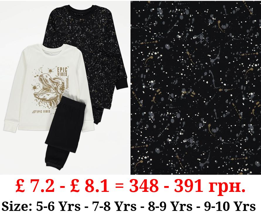 Dinosaur Splatter Long Sleeve Pyjamas 2 Pack