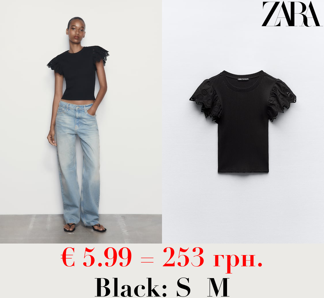 RIBBED TOP WITH CROCHET RUFFLE DETAILS