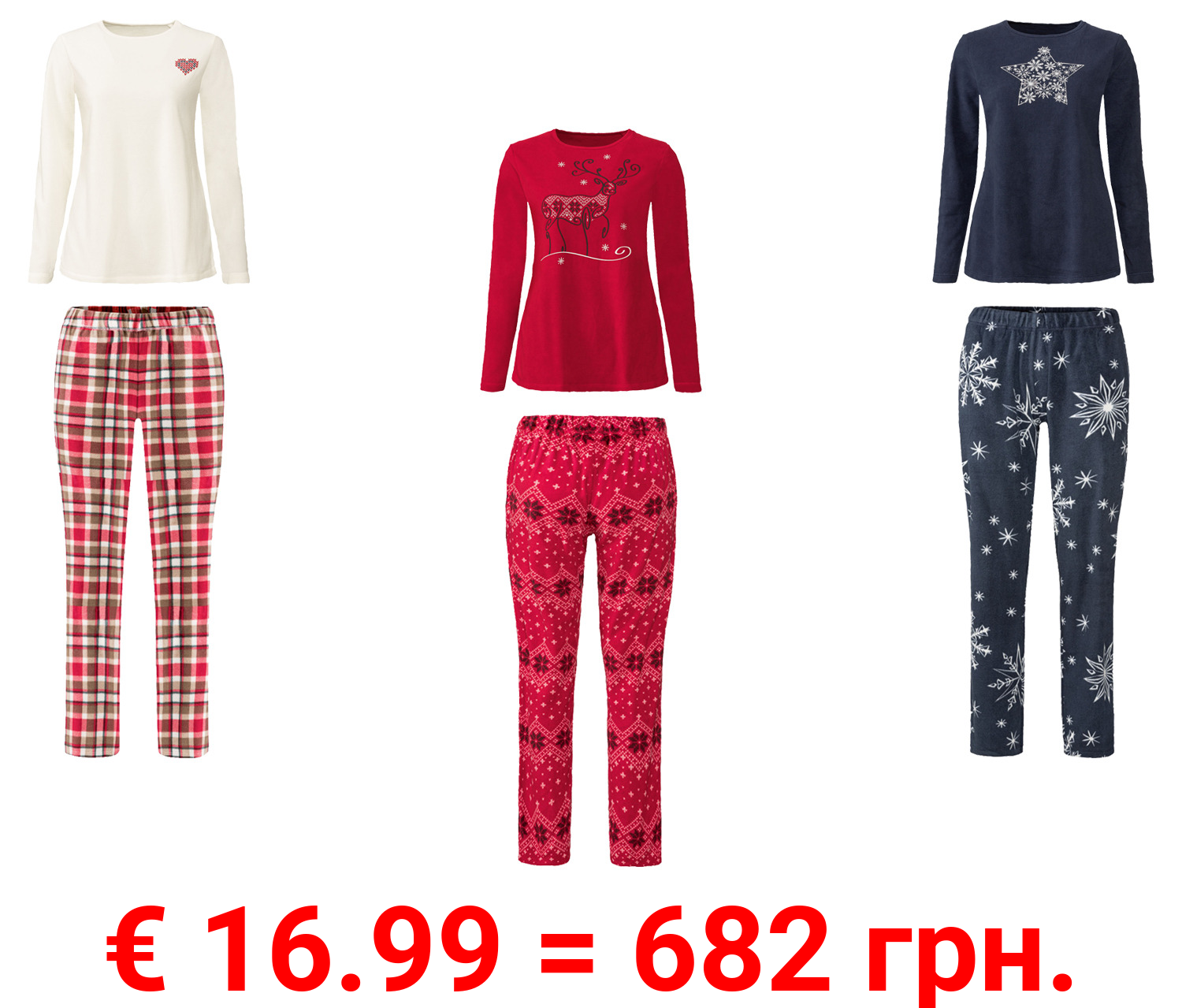 esmara® Damen Pyjama aus kuscheliger und wärmender Fleece-Qualität
