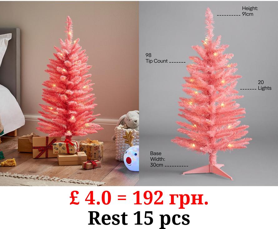 3ft Pink Pre-Lit Christmas Tree