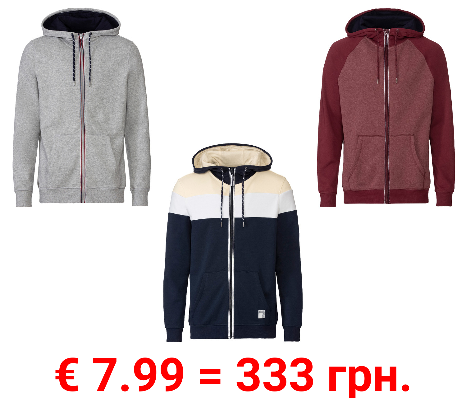 LIVERGY® Herren Sweatjacke mit Baumwolle