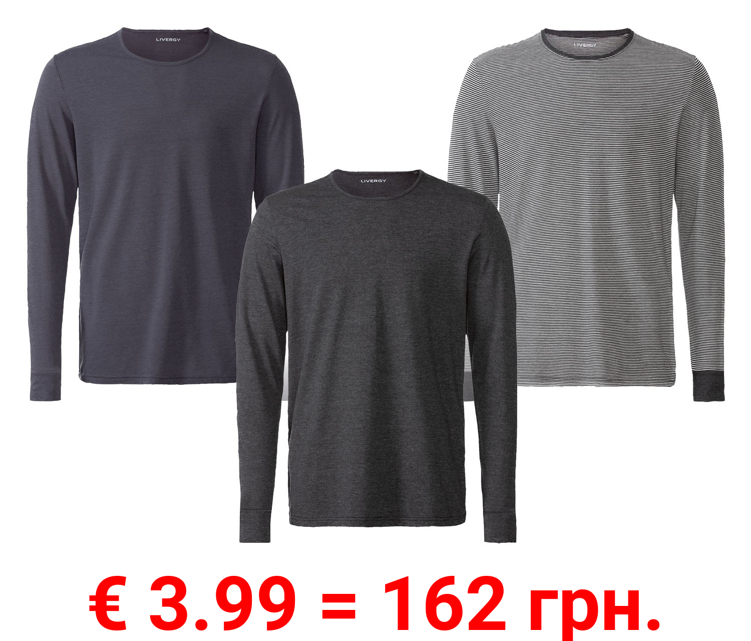 LIVERGY Herren Langarmshirt, mit Rundhalsausschnitt